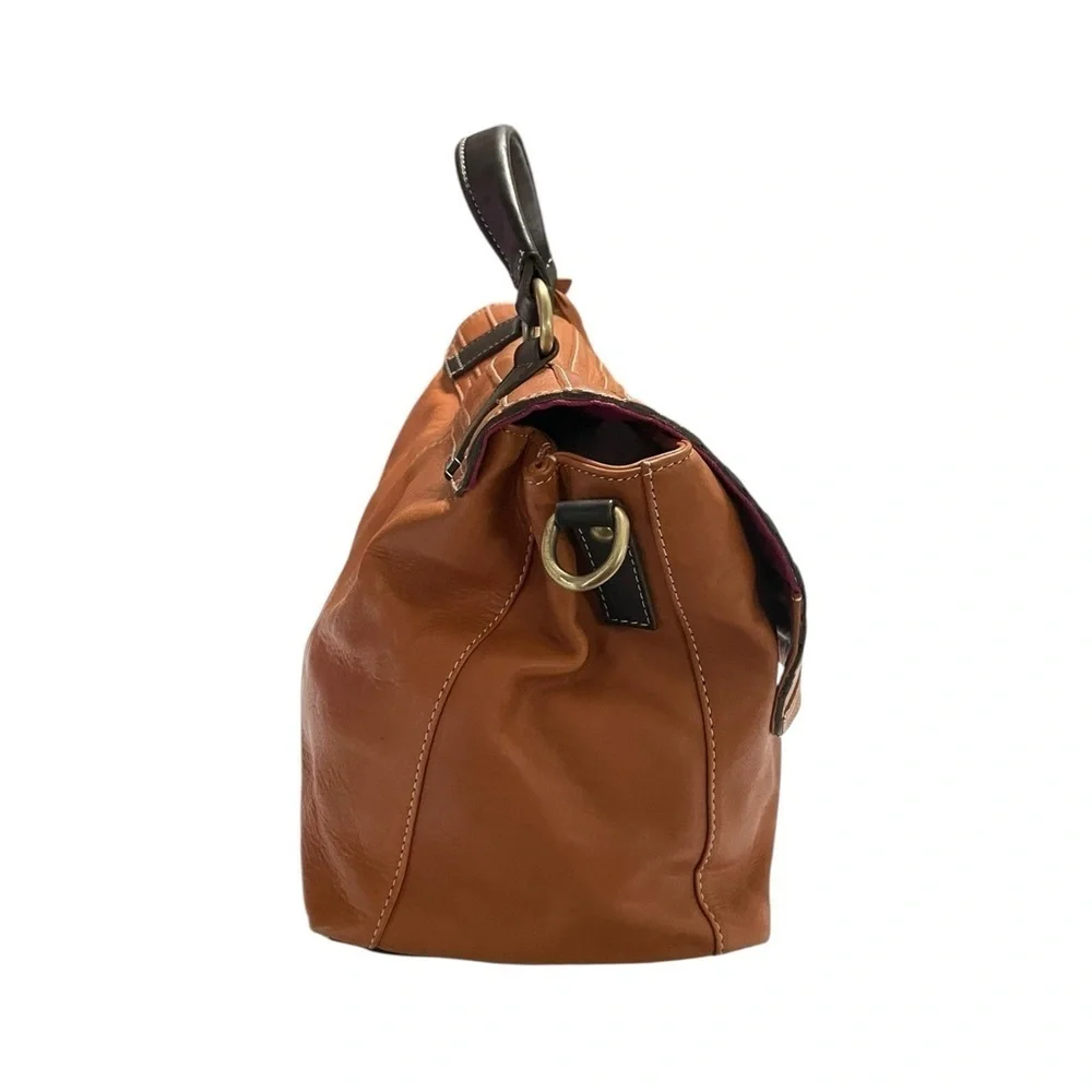 IL Duca Genuine Leather Handbag Made in Italy – Tan Brown with Black Handle